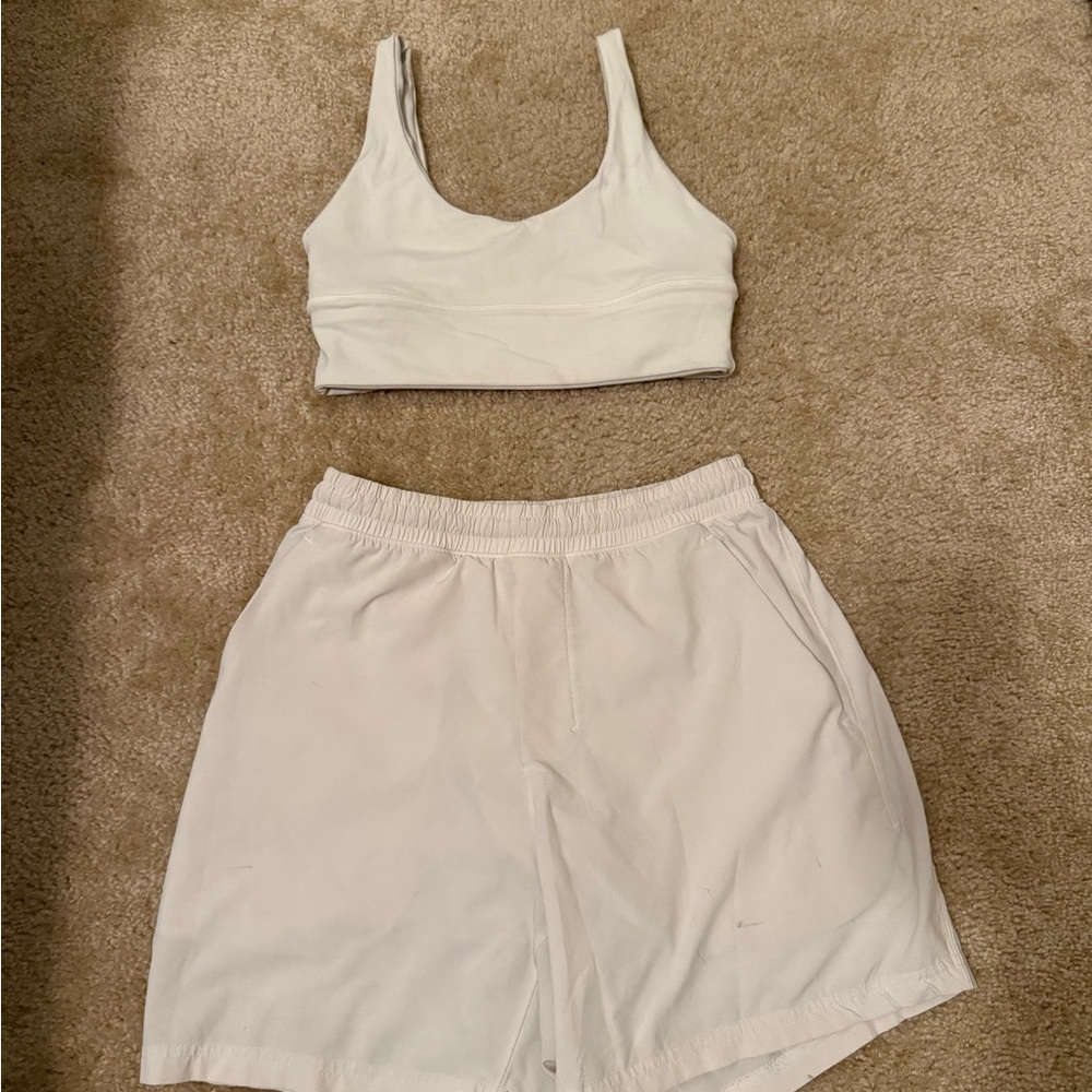 lululemon athletica Cream Athletic Shorts & Bra